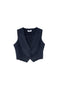 Dark blue cropped vest in elegant fabric