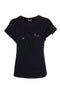 T-shirt loose nera in jersey di cotone con strass
