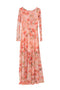 Abito regular lungo rosa corallo in fantasia floreale