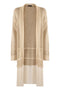 “Calor” gold cardigan in lurex mesh and fringes