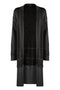 Black “Calor” cardigan in lurex mesh and fringes
