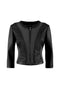 Black “Nuvola” short jacket in eco-leather and canvas