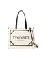 Borsa shopper madreperla in canvas con logo