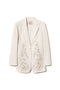 Giacca madreperla in misto lino con ricamo