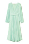 Abito lungo menta in georgette plissé