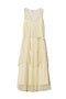 Long vanilla tulle dress with pleated ruffles