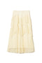 Long vanilla tulle skirt with pleated ruffles