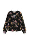 Black shirt in floral crêpe de Chine