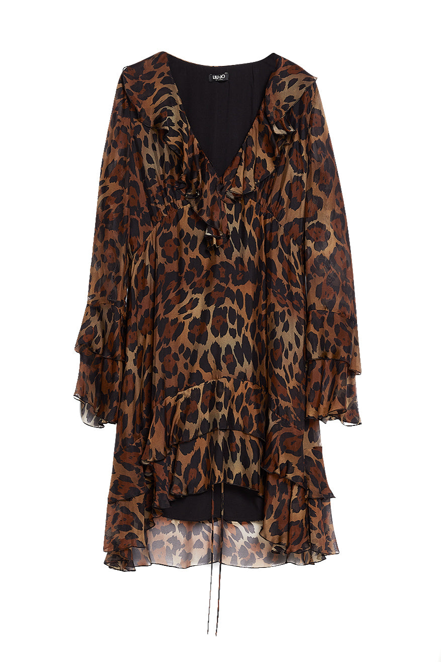LIU JO Animal print chiffon cocktail dress CF2088T3079
