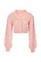 Cardigan regular cropped rosa polvere traforato in misto lana