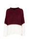 Burgundy and cream oversized sweater with fur stitch