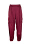 Burgundy satin cargo trousers