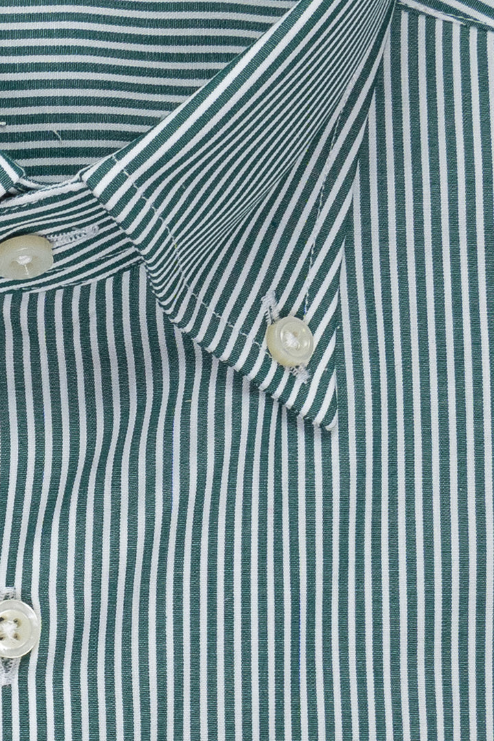 HDP Camicia button down verde a righe in cotone - Mancinelli 1954