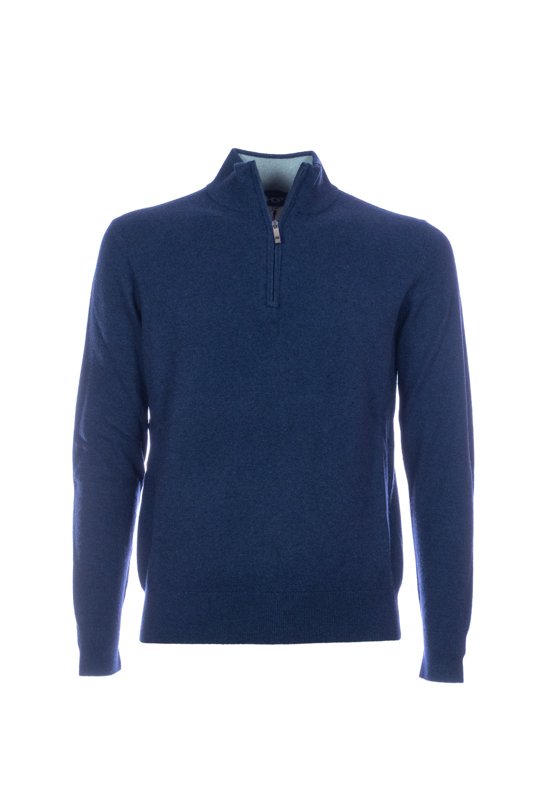 HDP Maglia mezza zip blu in misto lana merino e cashmere - Mancinelli 1954