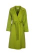 Cappotto lungo verde in panno misto lana con cintura