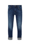 Jeans cropped bottom up in denim di cotone stretch lavaggio used