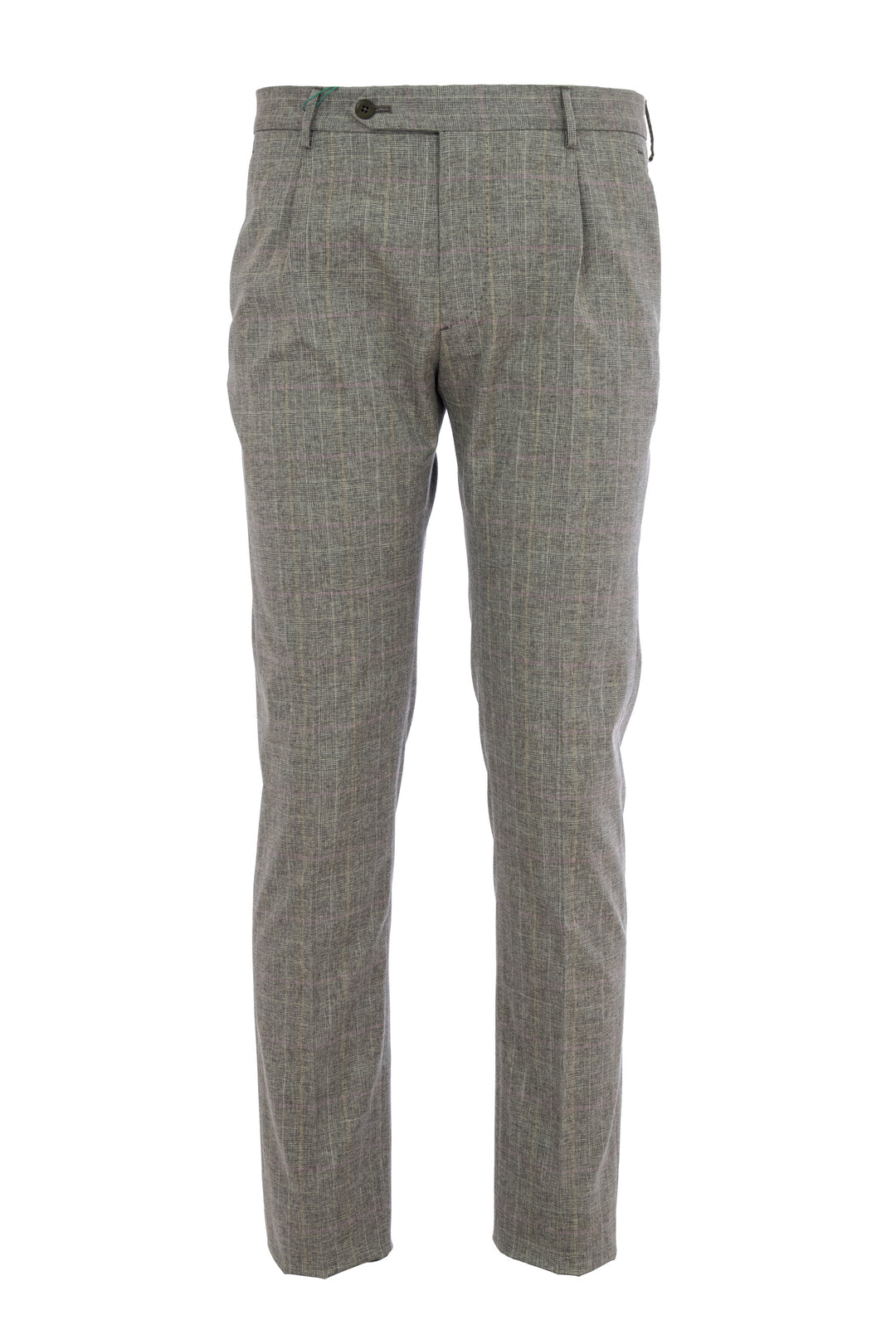 BERWICH Pantalone in lana elasticizzata check marrone - Mancinelli 1954