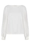 Blouse with puff sleeves in white silk blend