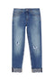 Jeans skinny bottom up stretch lavaggio stonewash con strass