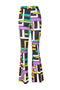 Pantalon bootcut à motif géométrique
