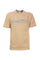 T-shirt beige in cotone con logo grande ricamato in contrasto