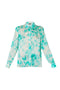 Chemise en mousseline vert aqua à imprimé fleuri