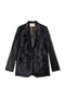 Veste blazer noire en organza et dentelle