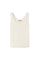 Top bianco in misto seta con collo tondo
