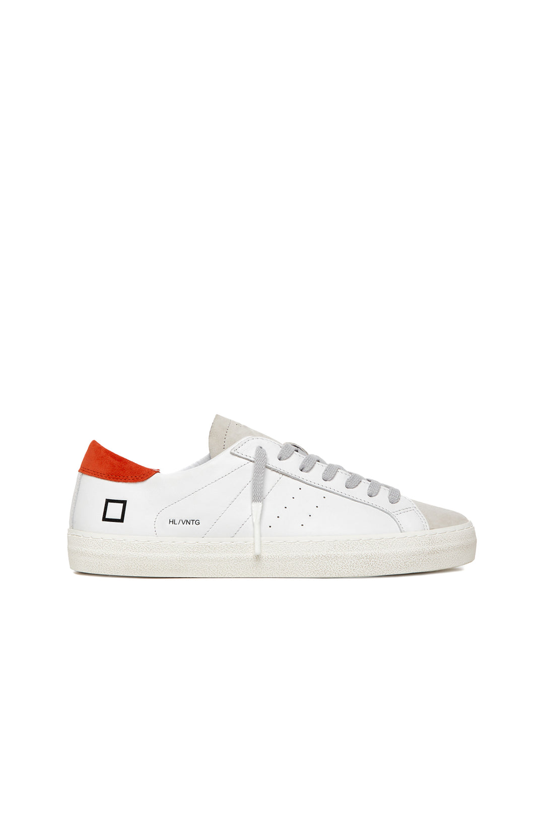 DATE Sneaker HILL LOW VINTAGE CALF WHITE-CORAL - Mancinelli 1954