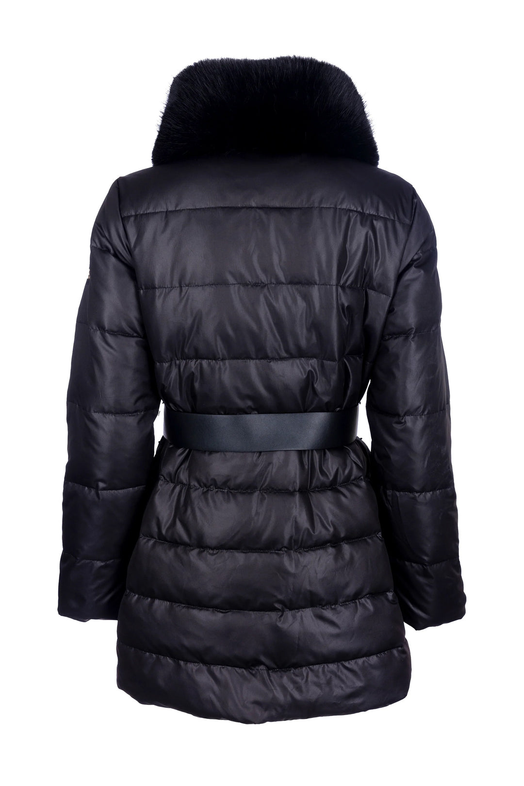 FRACOMINA Giacca regular lunga nera imbottita con collo in eco