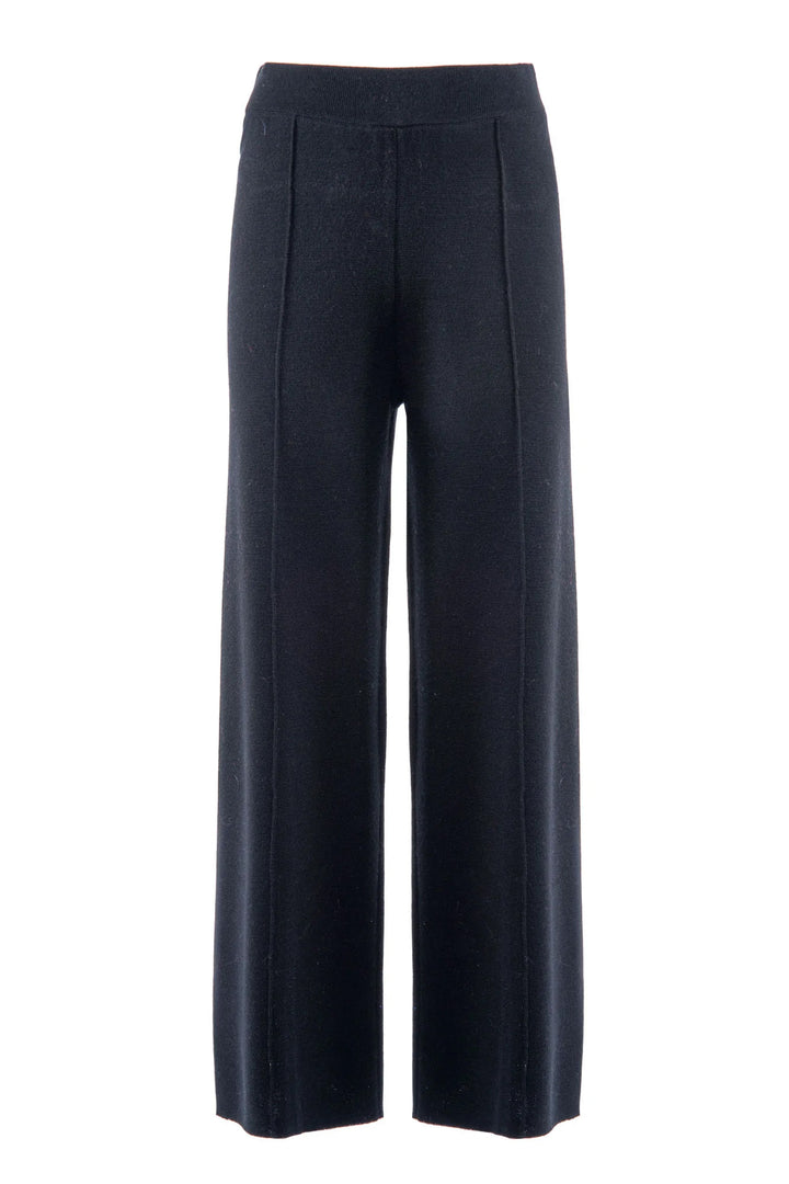 Pantalone a palazzo nero in maglia YANT