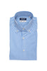 Chemise boutonnée à rayures bleu clair en coton