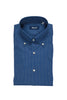 Chemise boutonnée bleue en coton à micro-imprimé pois