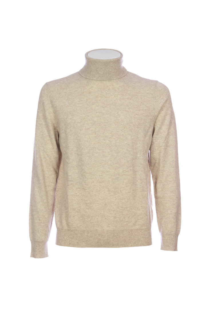 Sand turtleneck sweater in cashmere
