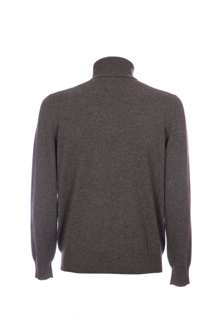 Pull col roulé en cachemire noyer