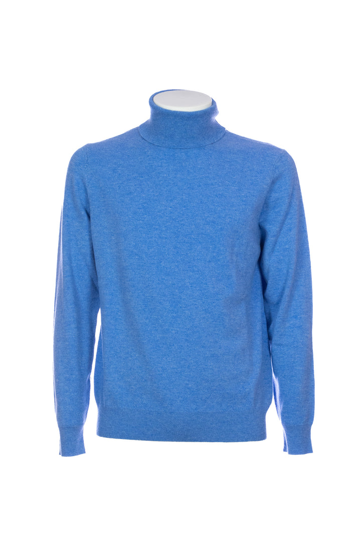 Maglia dolcevita blu in cashmere