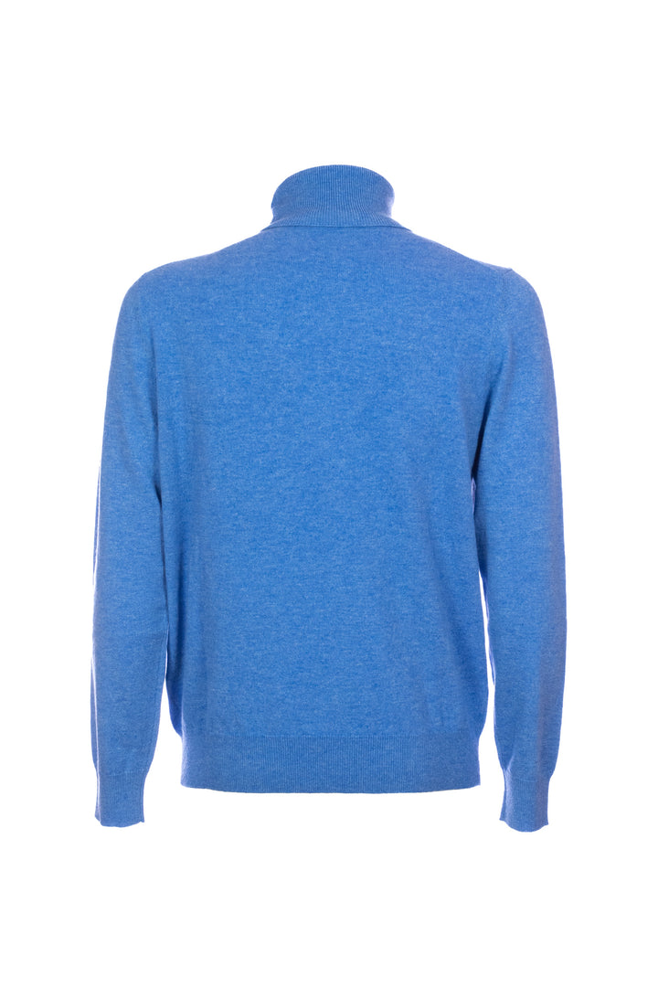 Maglia dolcevita blu in cashmere