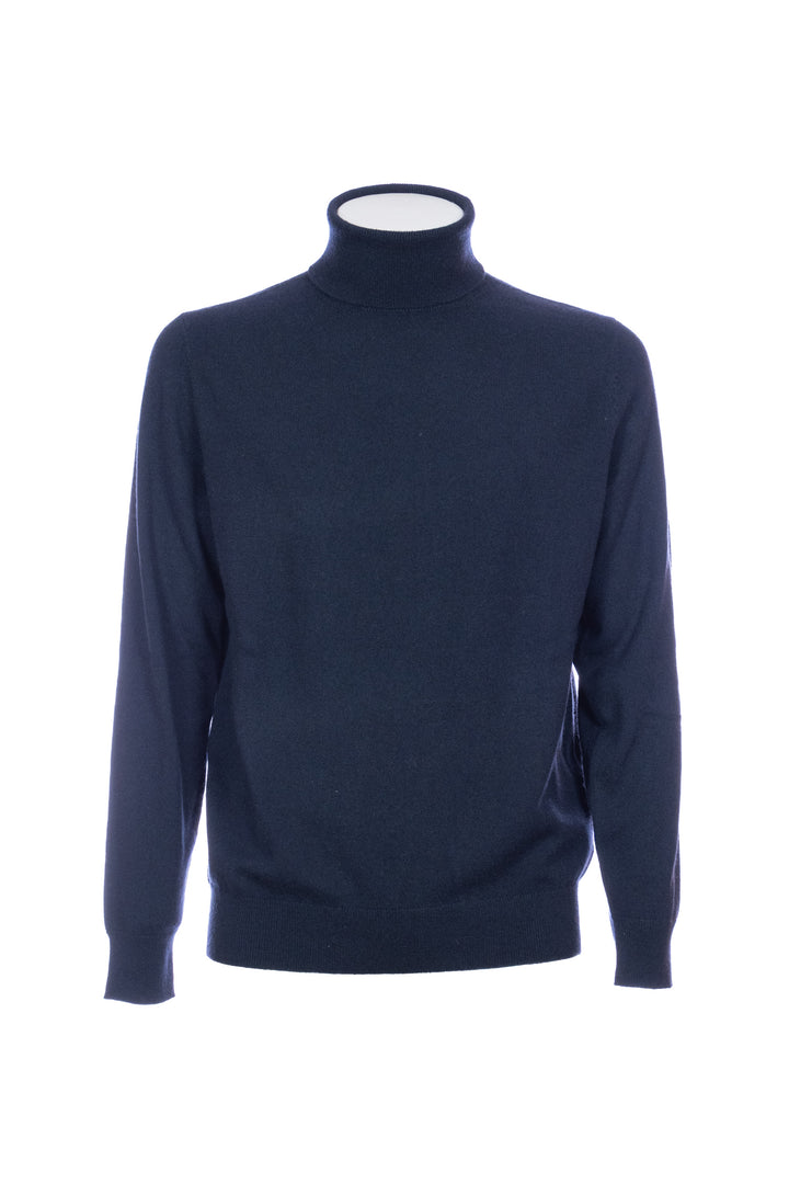 Maglia dolcevita blu navy in cashmere