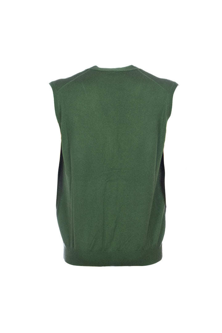 Forest green merino wool vest with buttons
