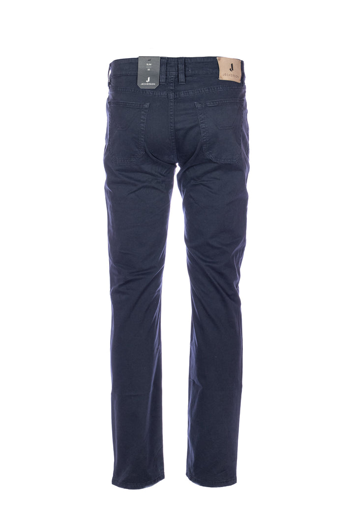 Pantalone slim 5 tasche “JORDAN” blu scuro in gabardina di cotone stretch