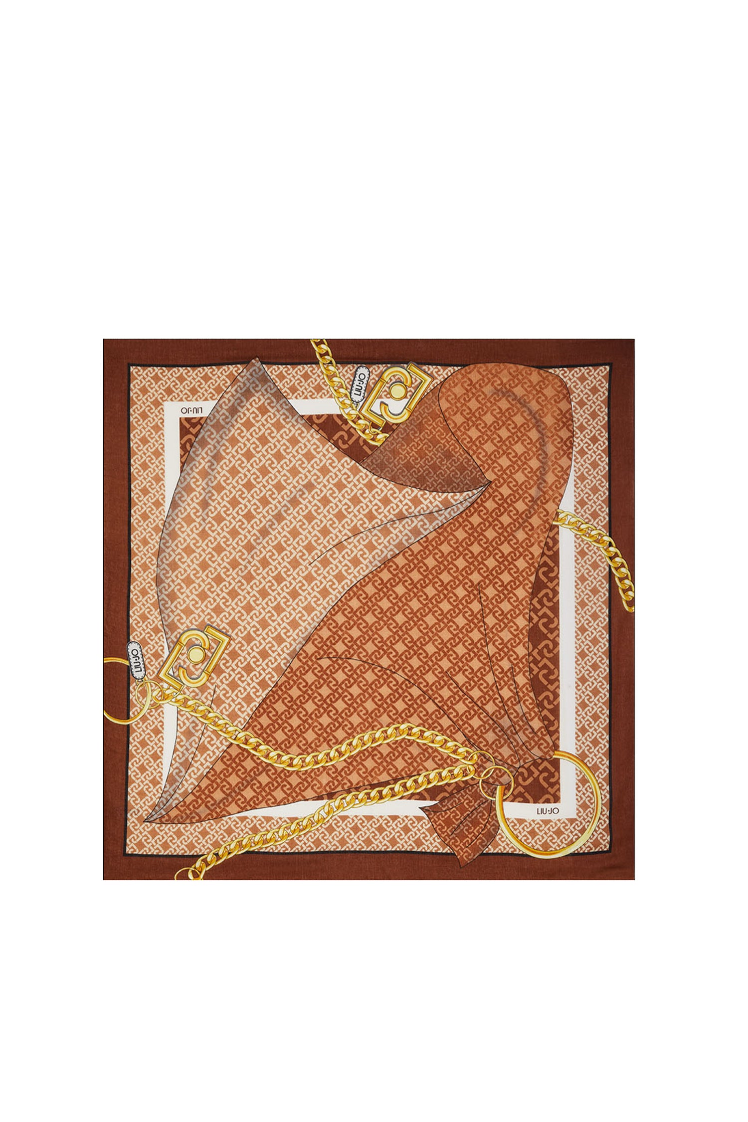 スカーフ LIU JO Woman Scarf Camel 2F3142T0300 00070 LIU JO Eco-sustainable camel scarf with chain logo print