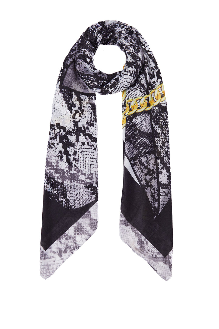 Foulard nero ecosostenibile con stampa pitonata