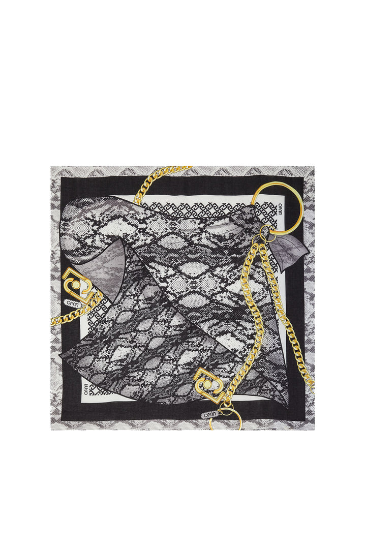 Foulard nero ecosostenibile con stampa pitonata