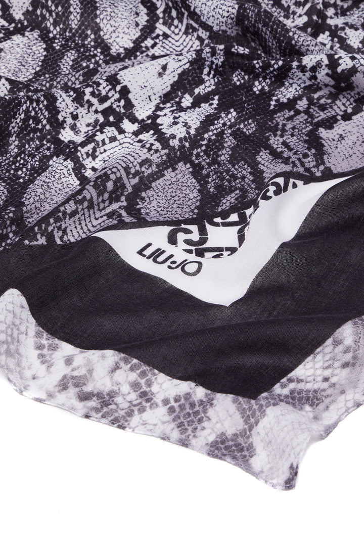 Foulard nero ecosostenibile con stampa pitonata