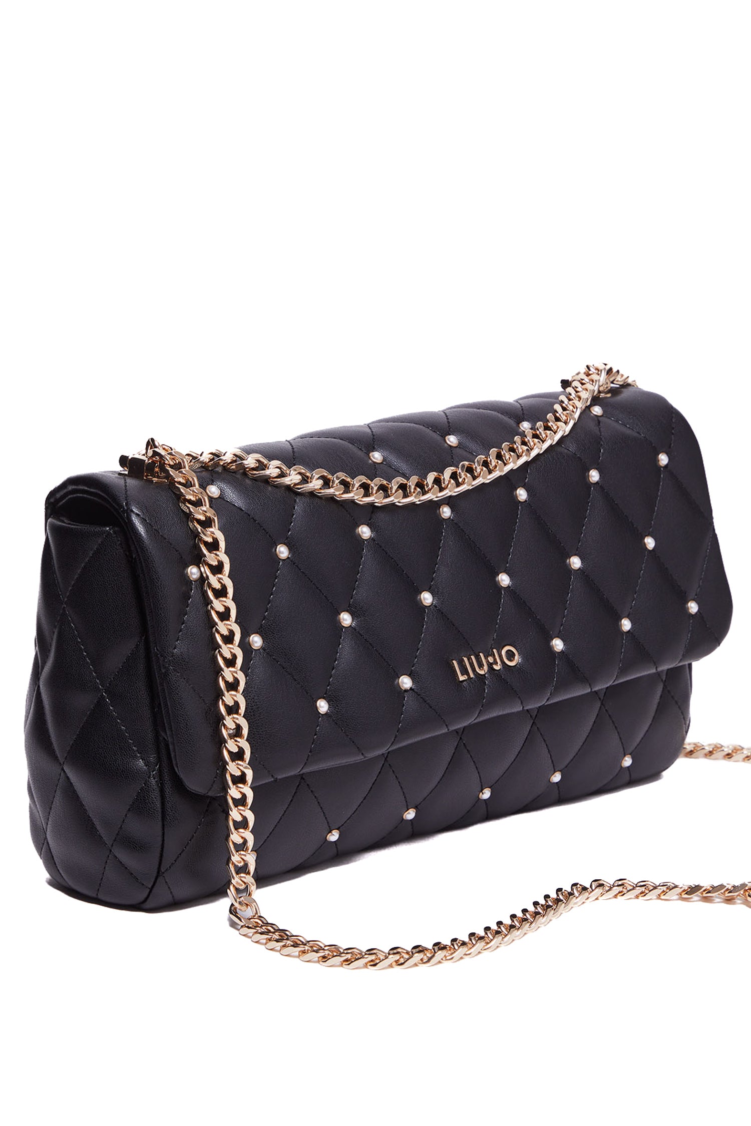 LIU JO Borsa a tracolla nera ecosostenibile trapuntata con