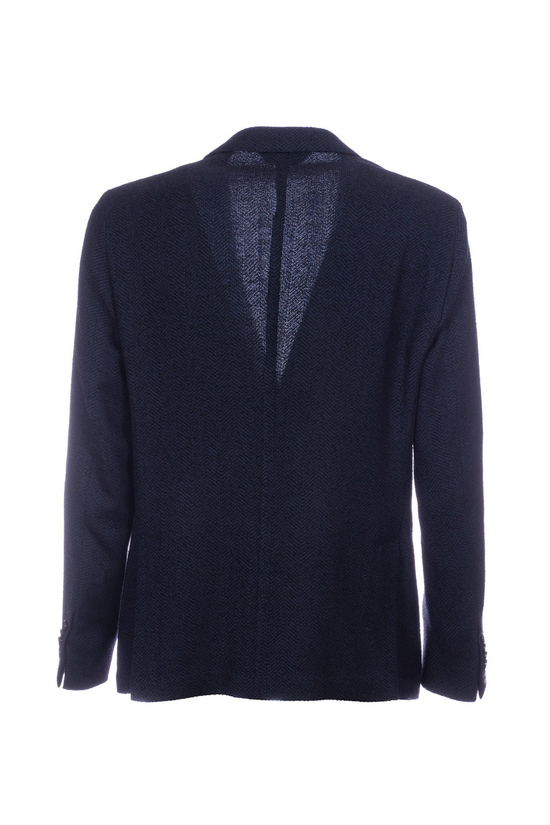 Veste bleu foncé à deux boutons en laine vierge non doublée