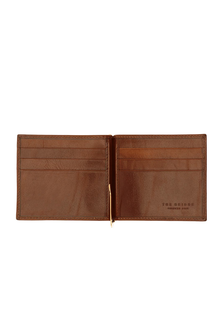 Brown leather money clip