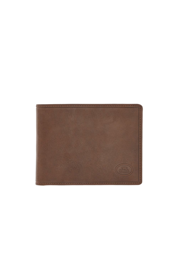 Portefeuille en cuir marron avec logo
