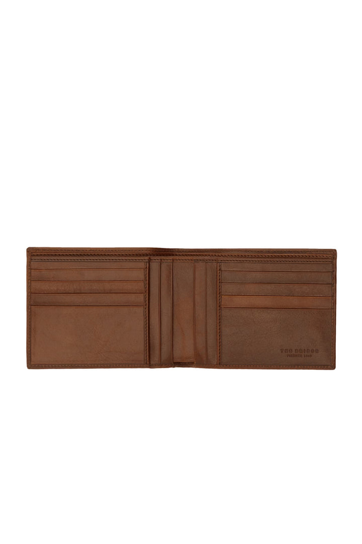 Portefeuille en cuir marron avec logo