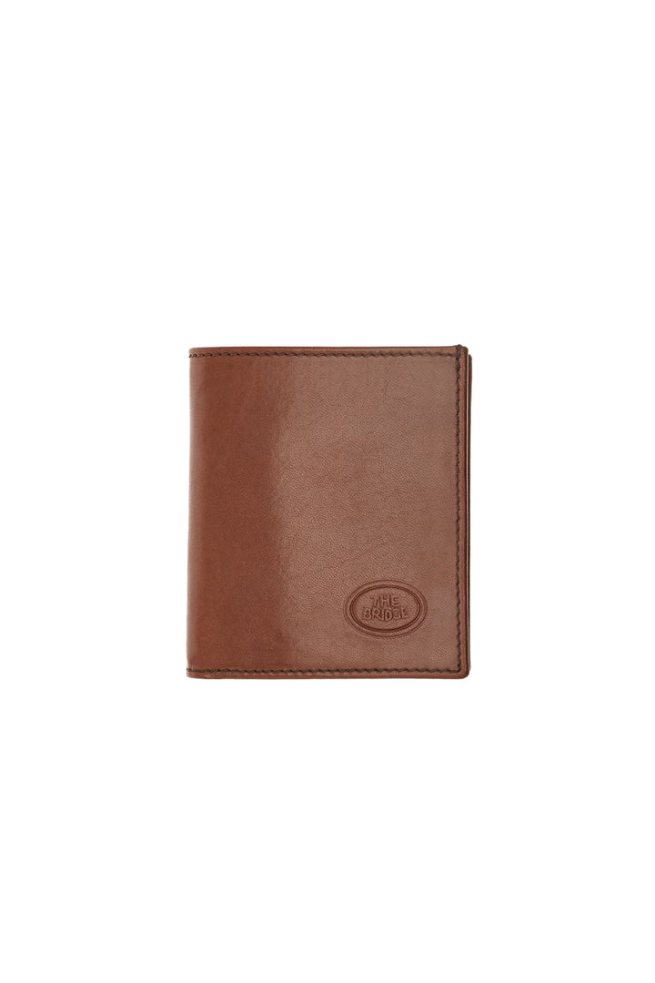 Brown leather wallet with logo